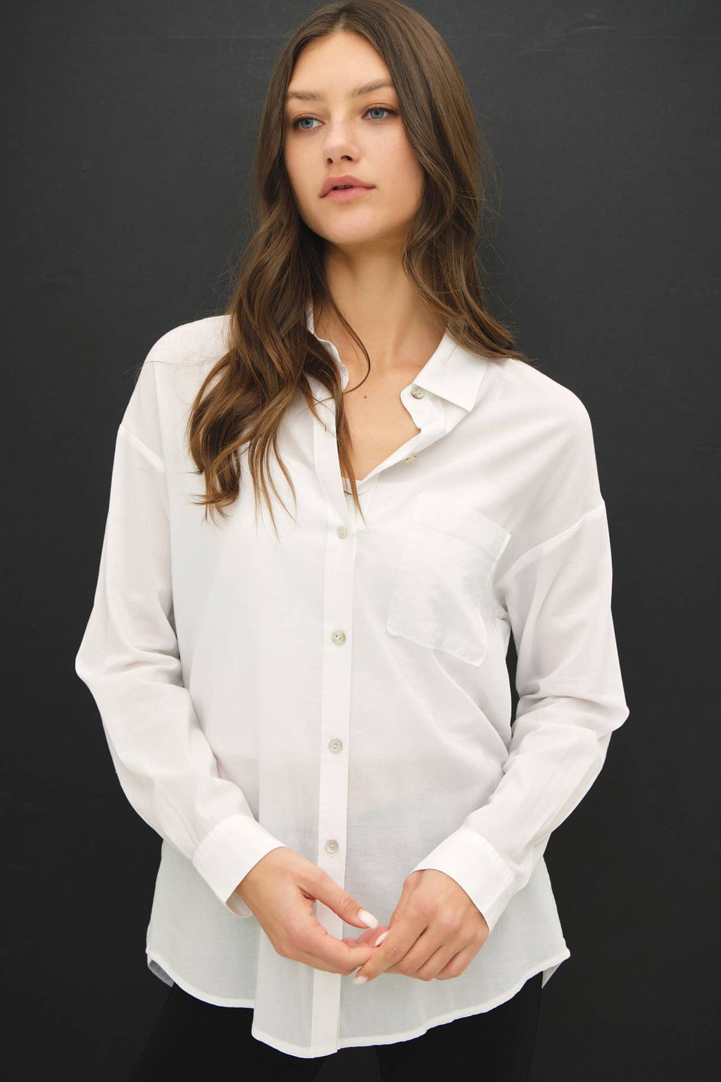 Cotton Blend Light Weight Oversized Classic Shirt White