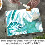 Coral Life Starfish 10” x 8” Tempered Glass Cutting Board