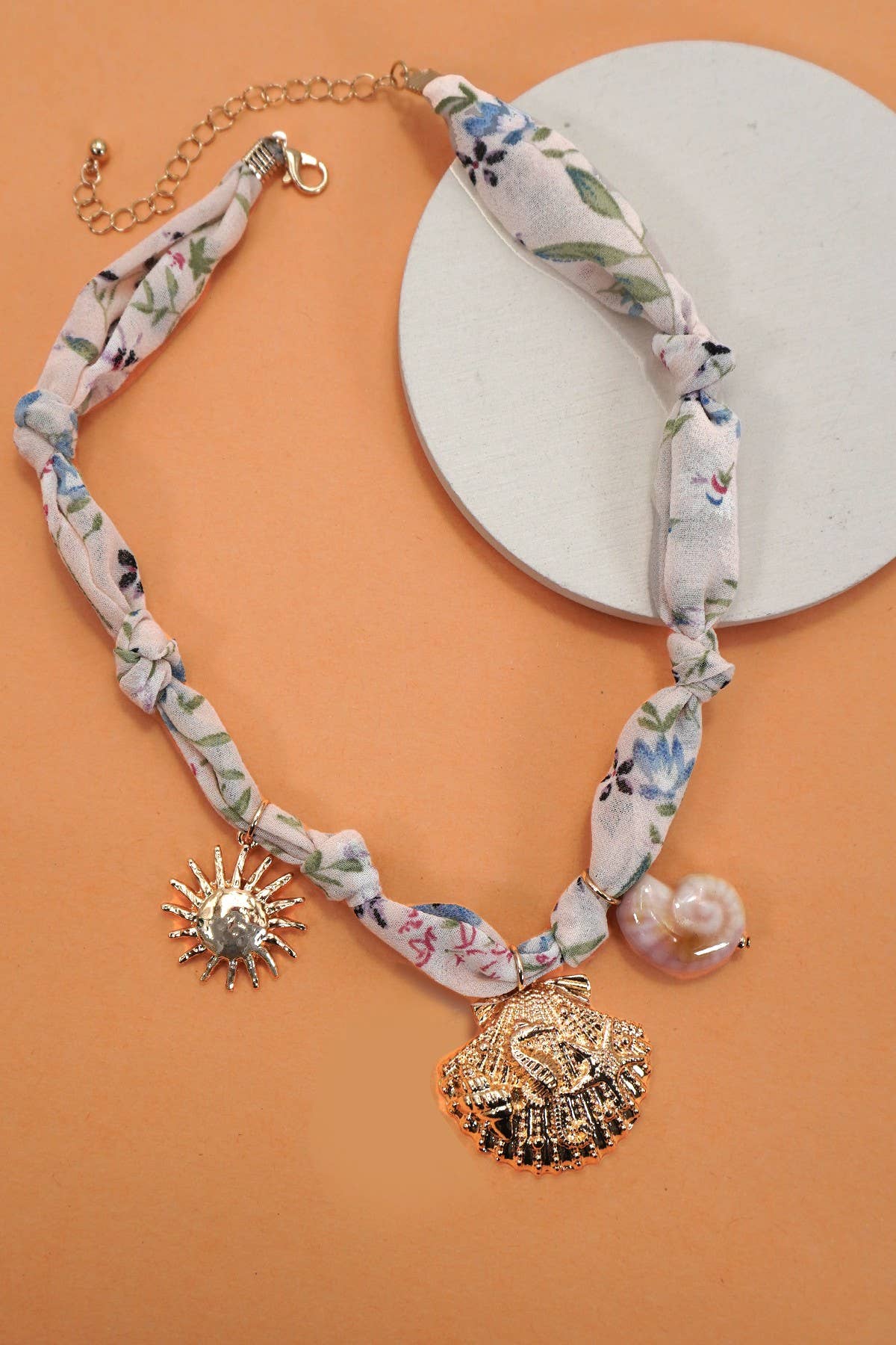 Scarf Charm Necklace - Seashell Sun
