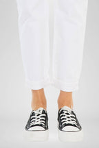 Slouch Fit Drawstring White Denim Jeans