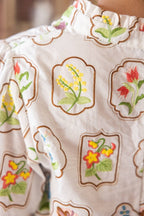 Framed Floral Embroidered V-Neck Top