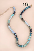 Natural  Agate Glass Semi Precious Bead Necklace