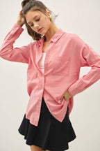 Cotton Blend Lightweight Oversized Shirt