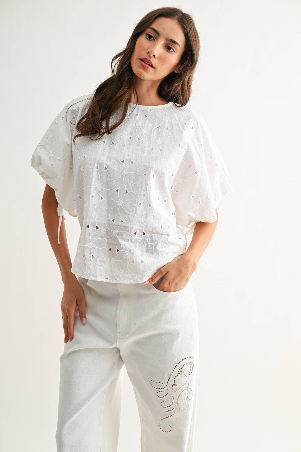 Embroidered White Cotton Blouse