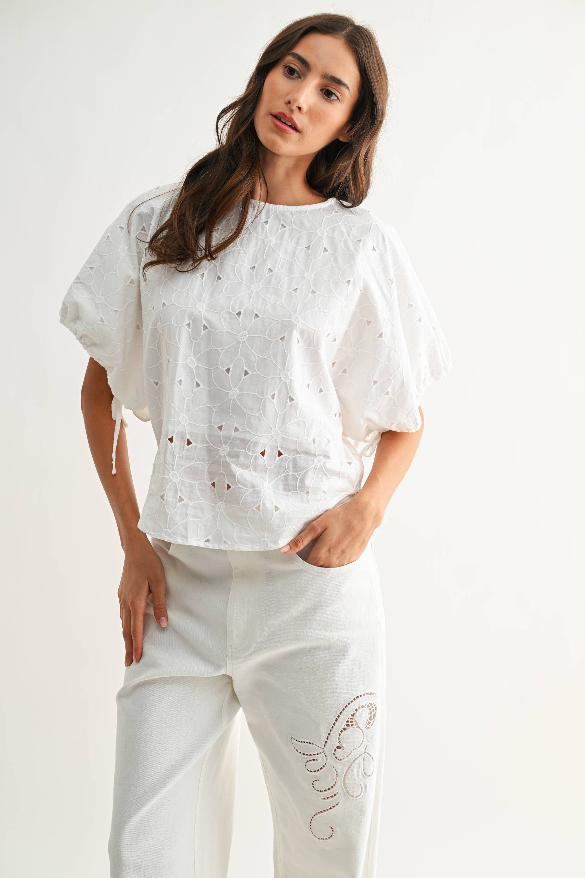 Embroidered White Cotton Blouse