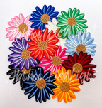 Red daisy flower hat filler embroidery patch iron on