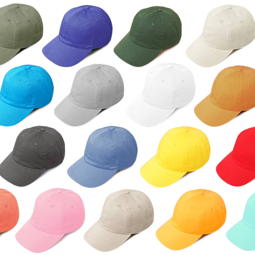 Plain Solid Stone Washed Adjustable Dad Cap