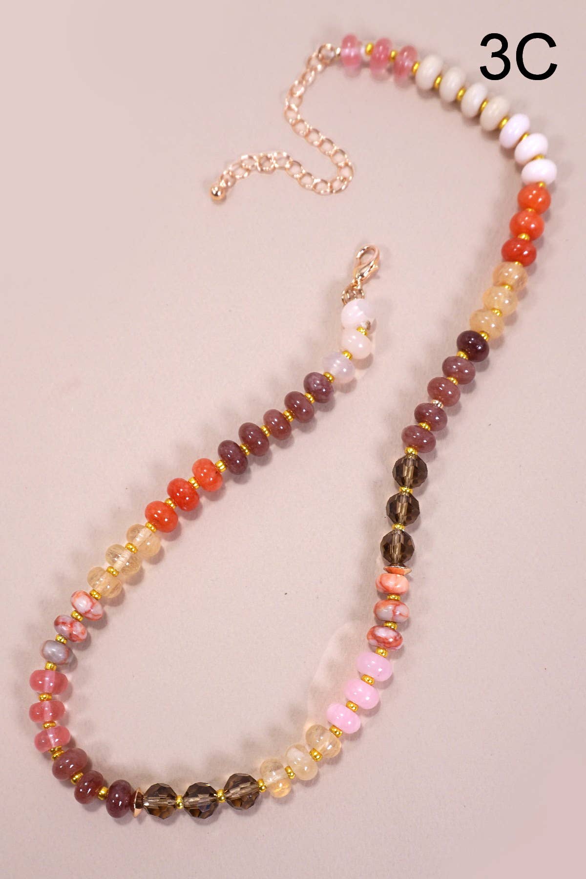 Natural  Agate Glass Semi Precious Bead Necklace