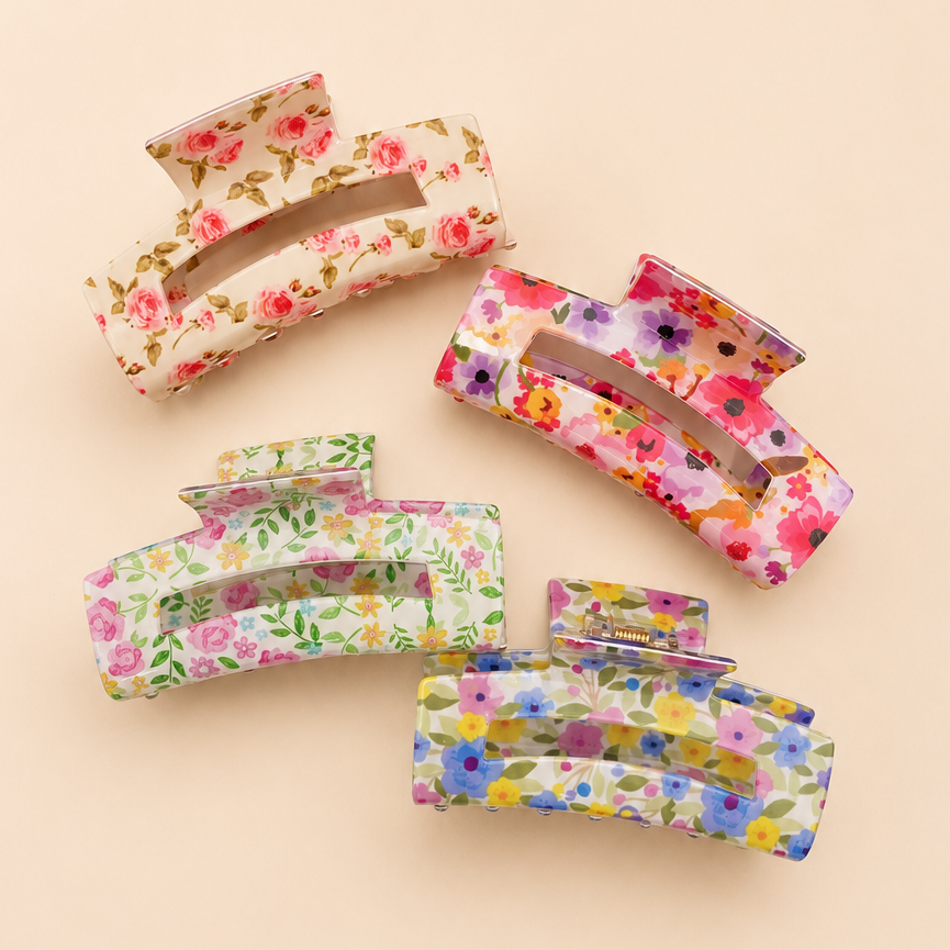 Floral Hair Claw Clips