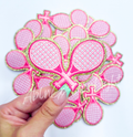 Pink tennis racket glitter trucker hat patch iron on