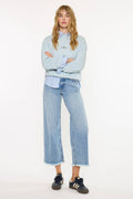 Mid Rise Crop Wide Leg Jeans
