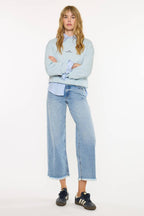 Mid Rise Crop Wide Leg Jeans