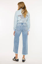 Mid Rise Crop Wide Leg Jeans