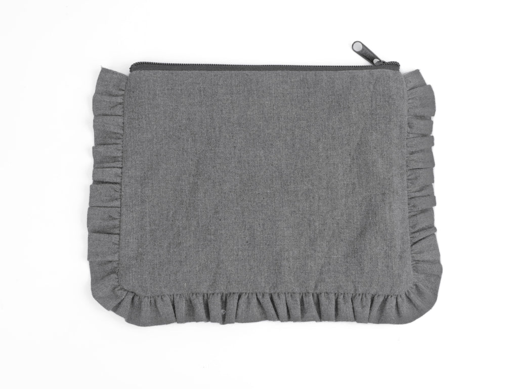 Canvas Ruffle Pouches | Canvas Travel Pouches | Zipper Pouch