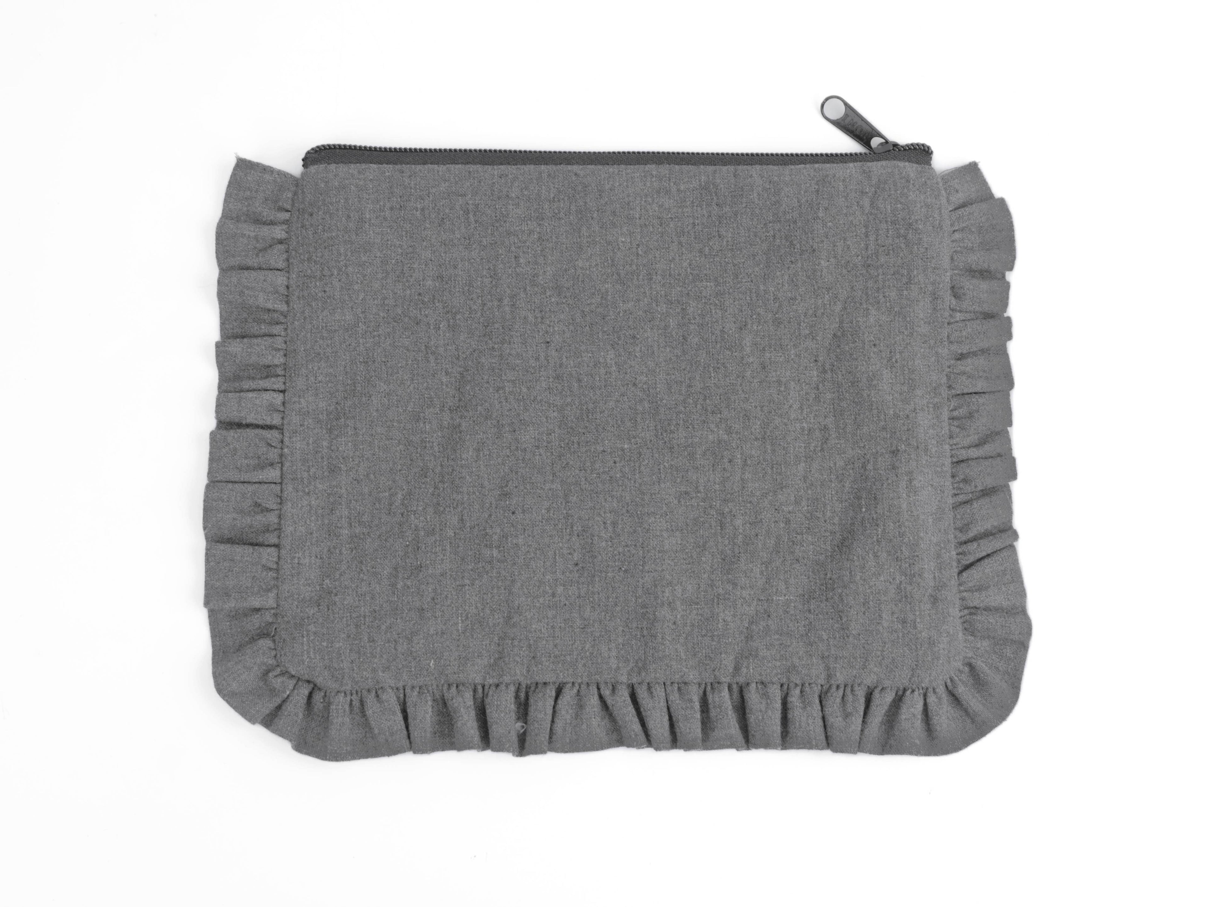 Canvas Ruffle Pouches | Canvas Travel Pouches | Zipper Pouch