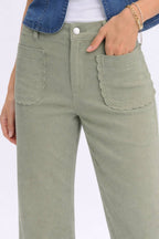 Stretch Mid Rise Wide Leg Pants