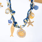 Rope Charm Necklace - Starfish Seashell