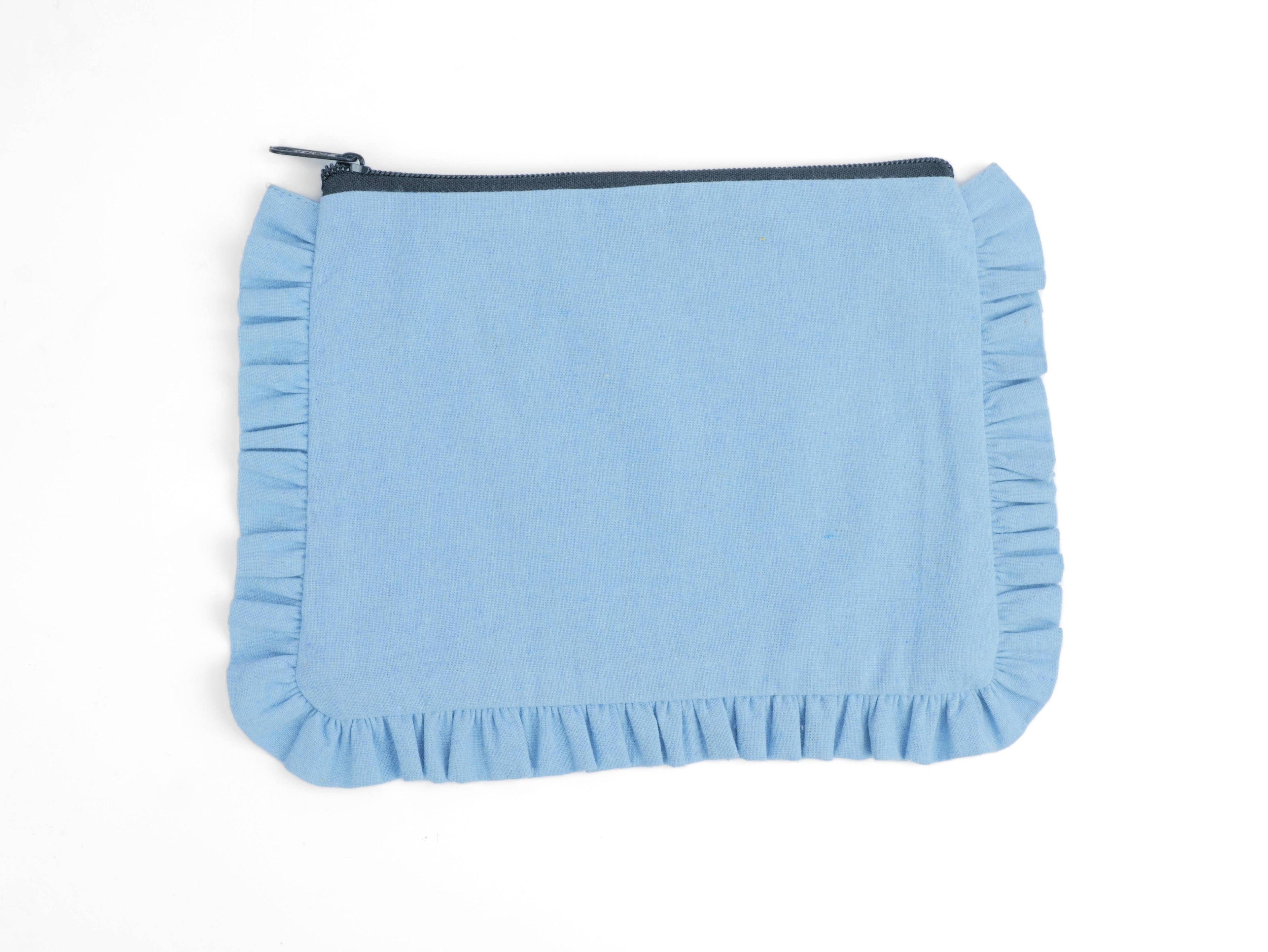 Canvas Ruffle Pouches | Canvas Travel Pouches | Zipper Pouch