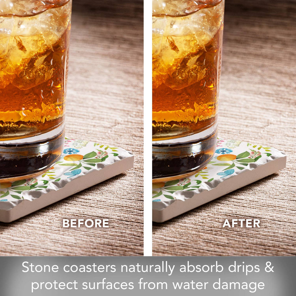 "Sweet Clementine" Tumbled Tile Stone Coaster 4 Pack