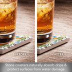 "Sweet Clementine" Tumbled Tile Stone Coaster 4 Pack