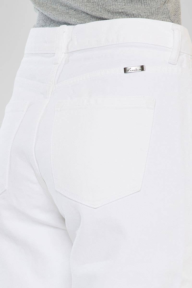 Slouch Fit Drawstring White Denim Jeans