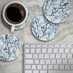 "Ocean Coral" 4 Pack Round Absorbent Stone Coasters