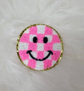 Checkered Smile Face Iron On Patch