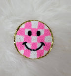 Checkered Smile Face Iron On Patch