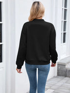 Quilted Zip-Up Bomber Jacket | Casual Long Sleeve Sweatshirt