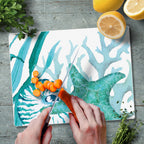 Coral Life Starfish 10” x 8” Tempered Glass Cutting Board