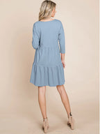 3/4 Sleeve V-Neck Loose Fit Dress
