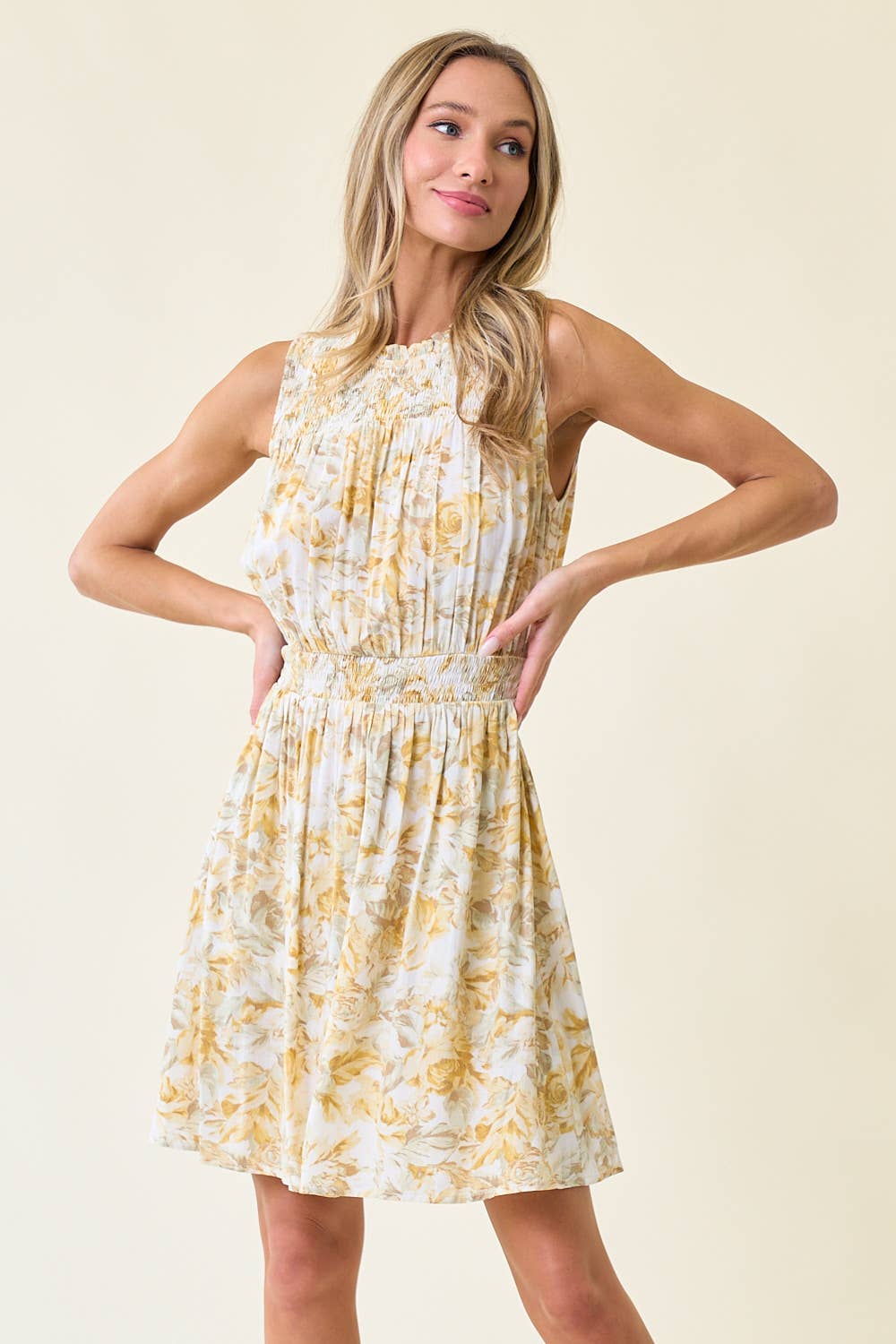 Smocked Dress Mustard