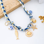 Rope Charm Necklace - Starfish Seashell