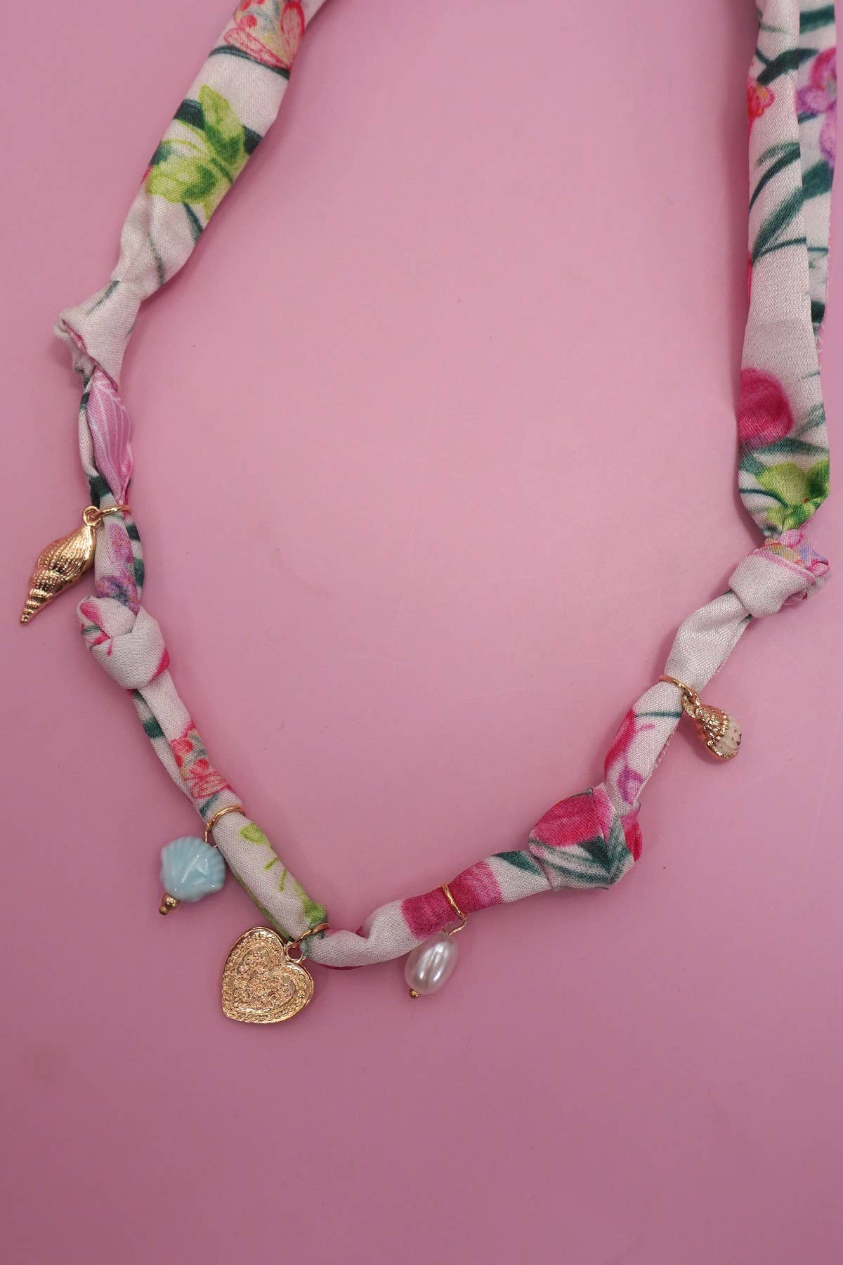 18K Stainless Steel Scarf Charm Necklace Pink