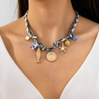 Rope Charm Necklace - Starfish Seashell
