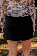 Refined Denim Stretch Skort- Black Wash