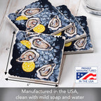 Oysters 4 Pack Tumbled Tile Stone Coasters