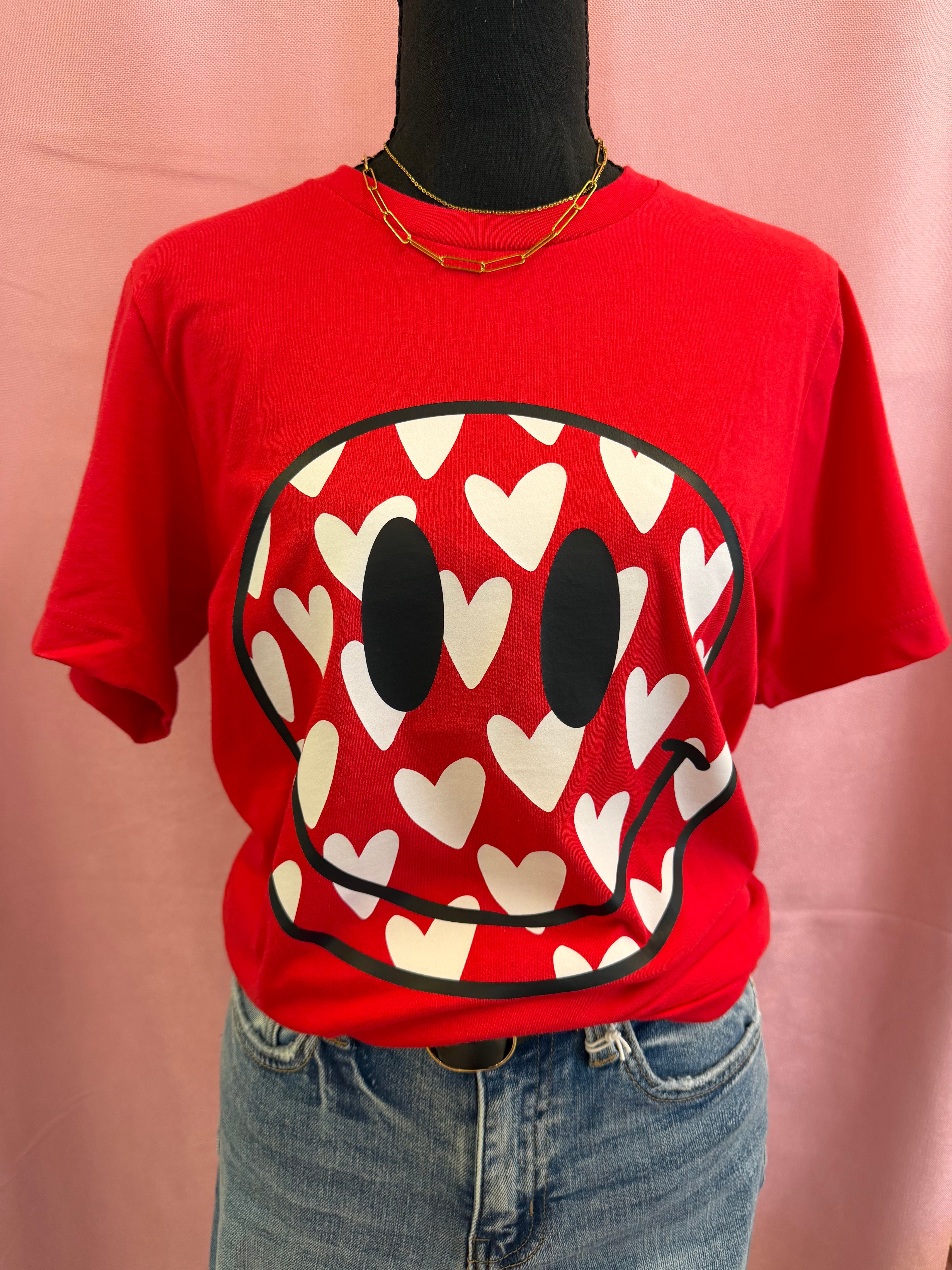 Smiley Hearts T-Shirt Red