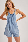 Denim Washed Shortalls Romper