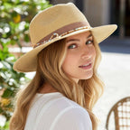 Multicolor Trim Bow Band Woven Straw Summer Fedora Hat