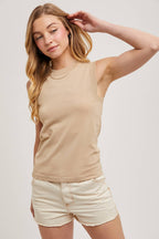High Neck Sleeveless Knit Top