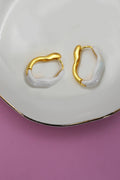 Geometric Oval Shape Epoxy Edge Hoop Earrings