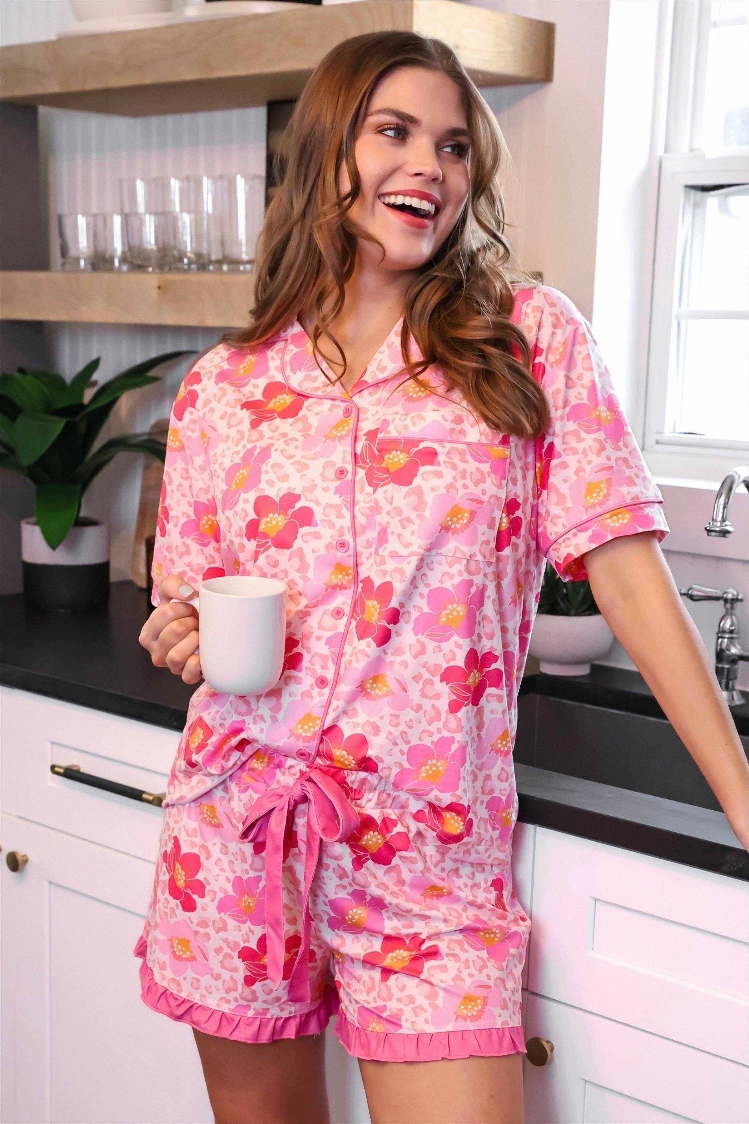 Spotted in Bloom Ruffle Pajama Set