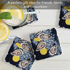 Oysters 4 Pack Tumbled Tile Stone Coasters