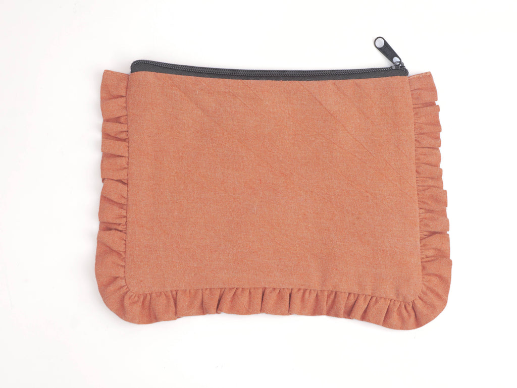 Canvas Ruffle Pouches | Canvas Travel Pouches | Zipper Pouch