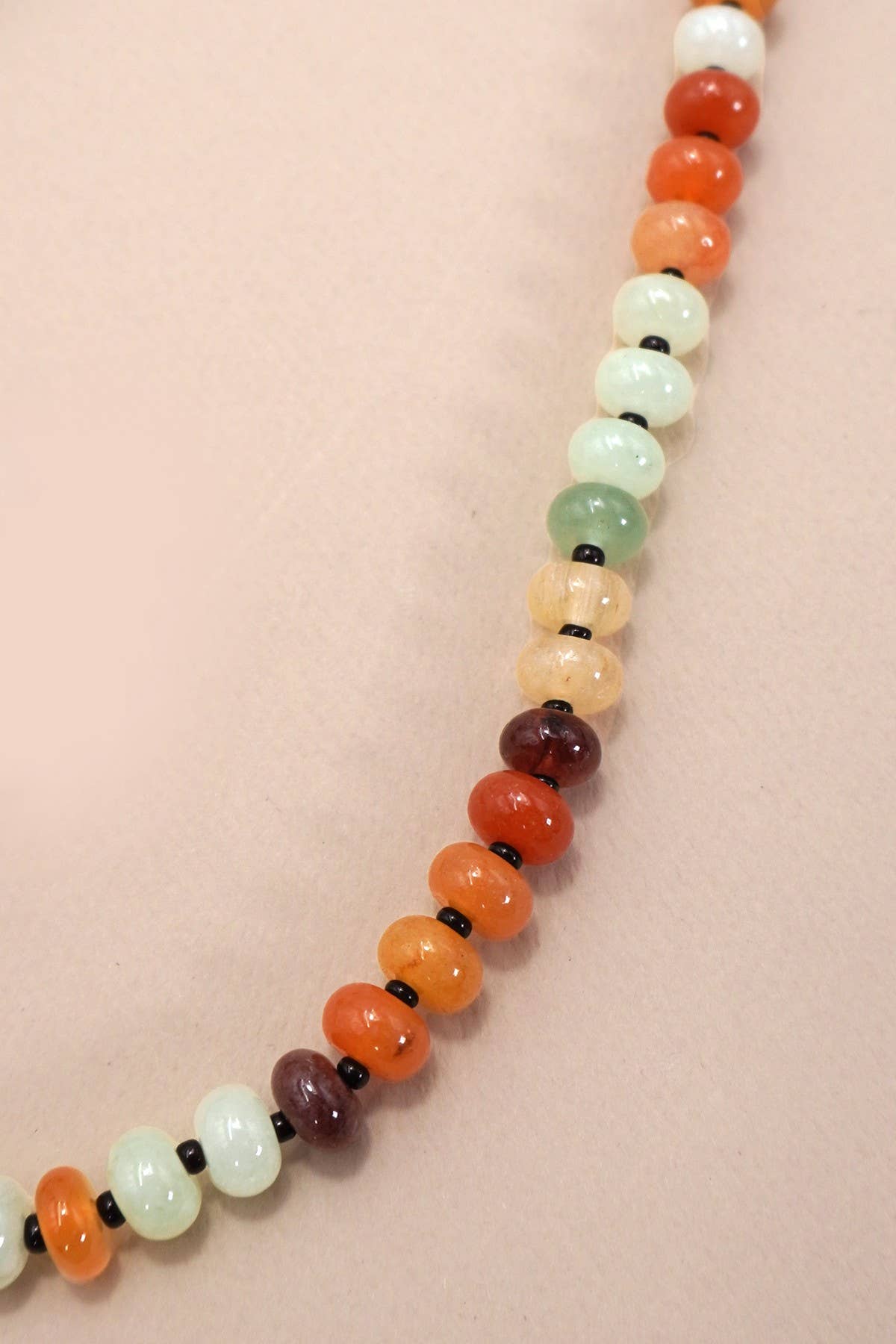 Natural  Agate Glass Semi Precious Bead Necklace