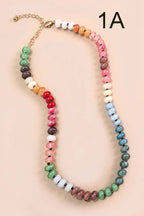 Natural  Agate Glass Semi Precious Bead Necklace