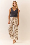 Floral Printed Cropped Straight-leg Pant Custard