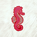 Seahorse Hot Pink Embroidery Iron On Patch