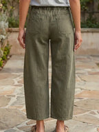 Solid Denim Barrel Jeans High Waist Patch Pocket Clover